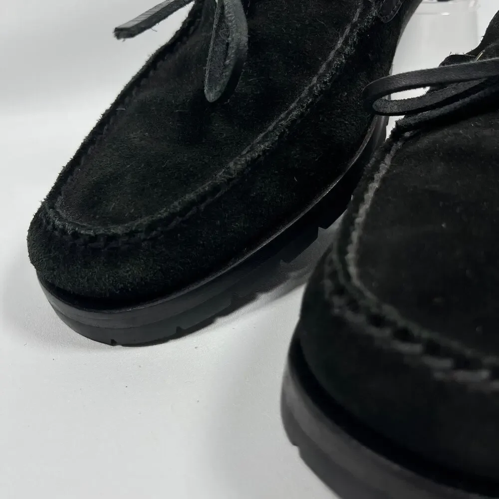 POLO RALPH LAUREN Shoes Men 11D Merton Suede Leather Boat Lug Sole Slip On Black